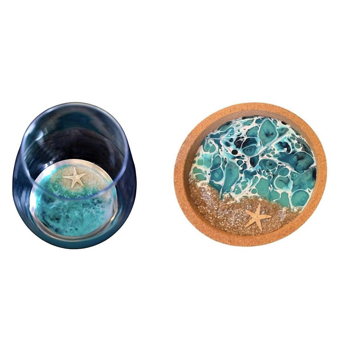 Ocean Resin Wine Glasses & Cork Coasters Workshop