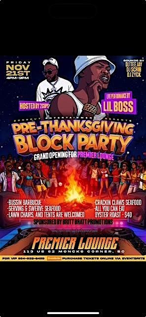 Pre-Thanksgiving Block Party + Premier Lounge Grand Opening