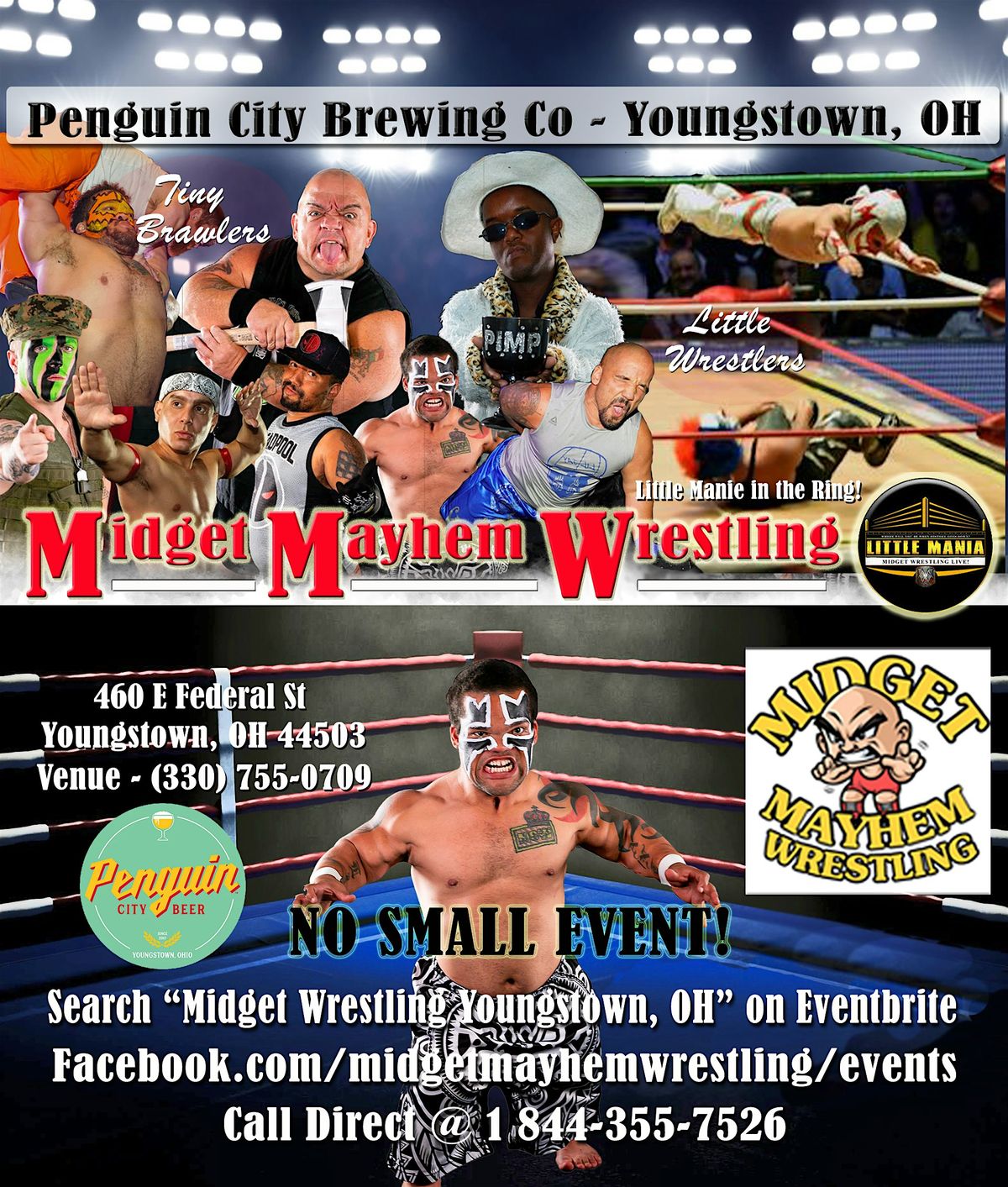 Midget Mayhem Wrestling Rips Through the Ring! Youngstown OH 21+