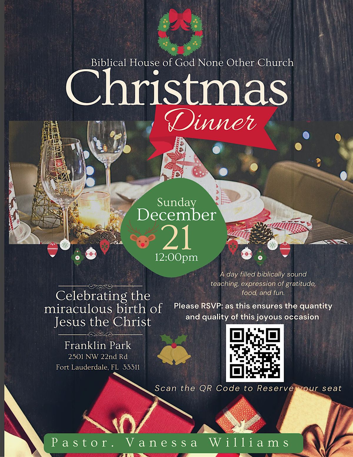 Biblical House of God None Other Church: Christmas Dinner