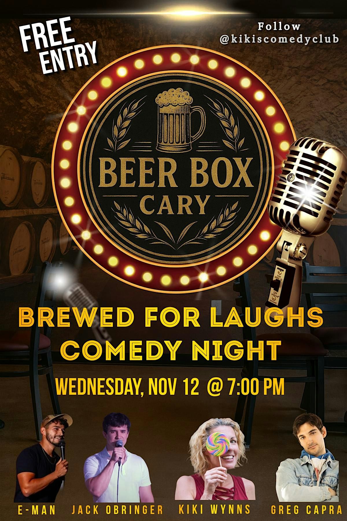 Brewed for Laughs \u2014 Comedy Night by Kiki Wynns at Beer Box Cary