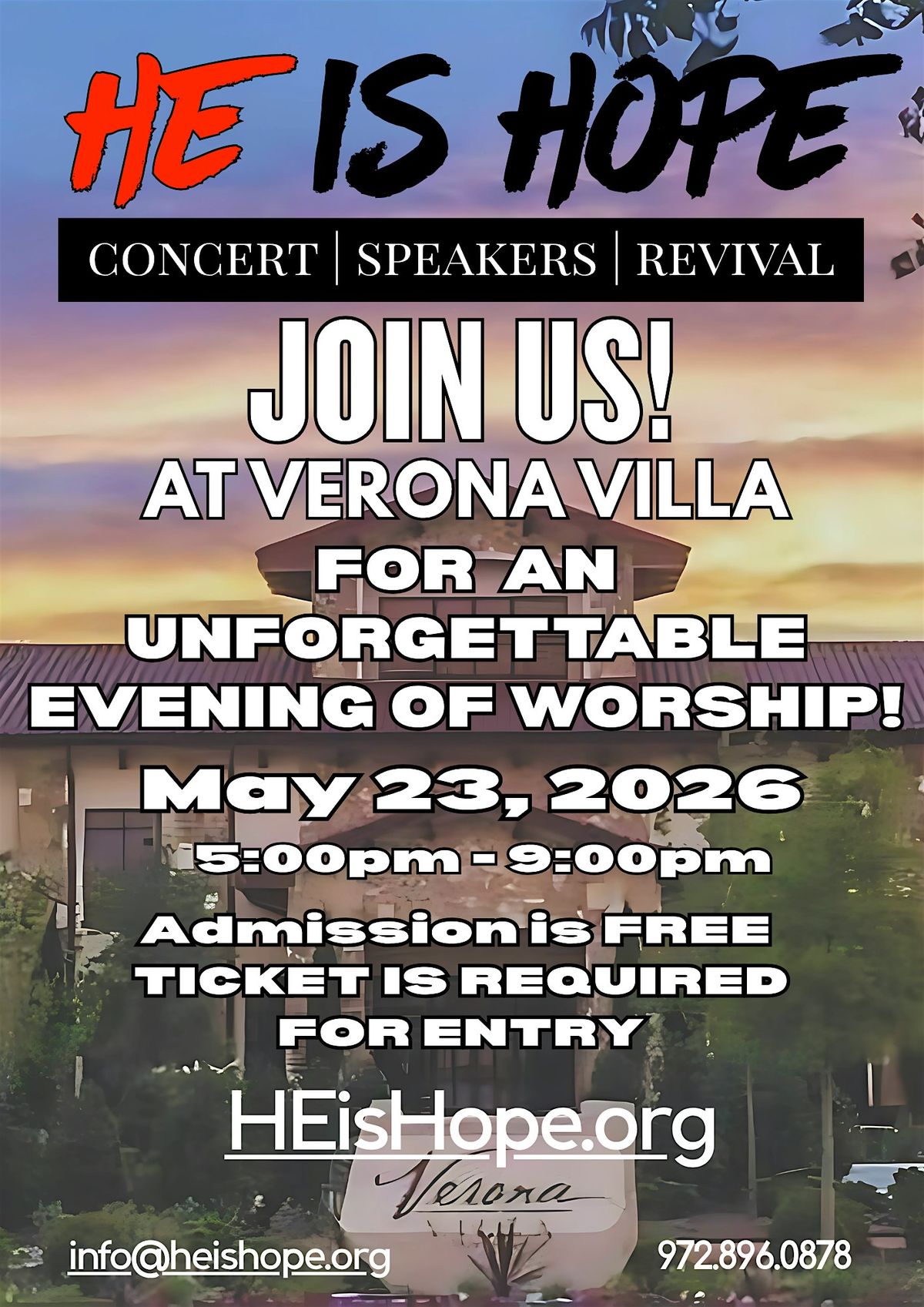 HE is Hope Christian REVIVAL at Verona Villa in Frisco