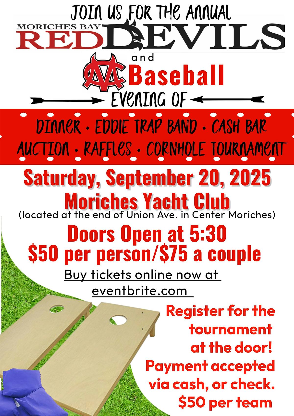 Red Devils Night At The Yacht Club and Cornhole Tournament