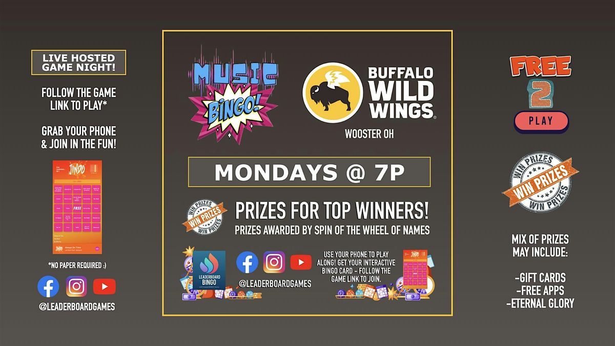 Music BINGO Game Night | Buffalo Wild Wings - Wooster OH - MON 7p
