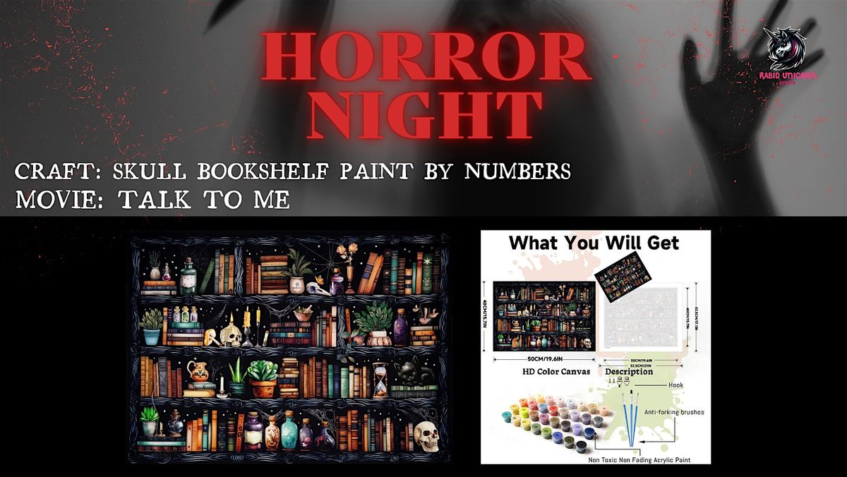 Horror Night: Skull Bookshelf Paint By Numbers