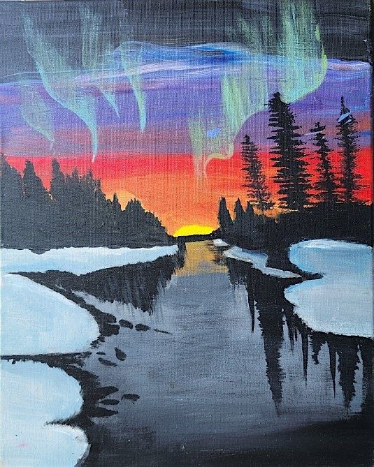Create the beautiful Northern Lights at this fun paint and sip painting