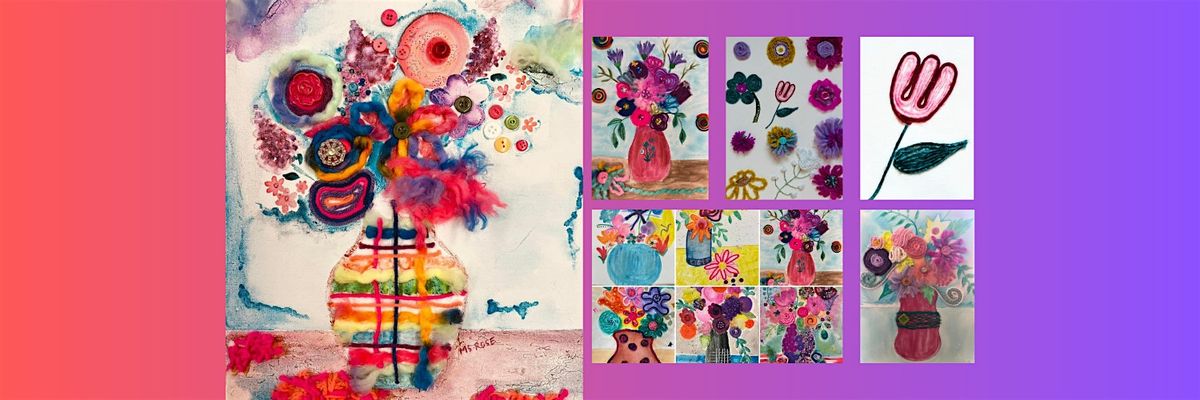 Soul Sisters Art Workshop_Best Western, Cornwall ON_FLOWER YARN PAINTING