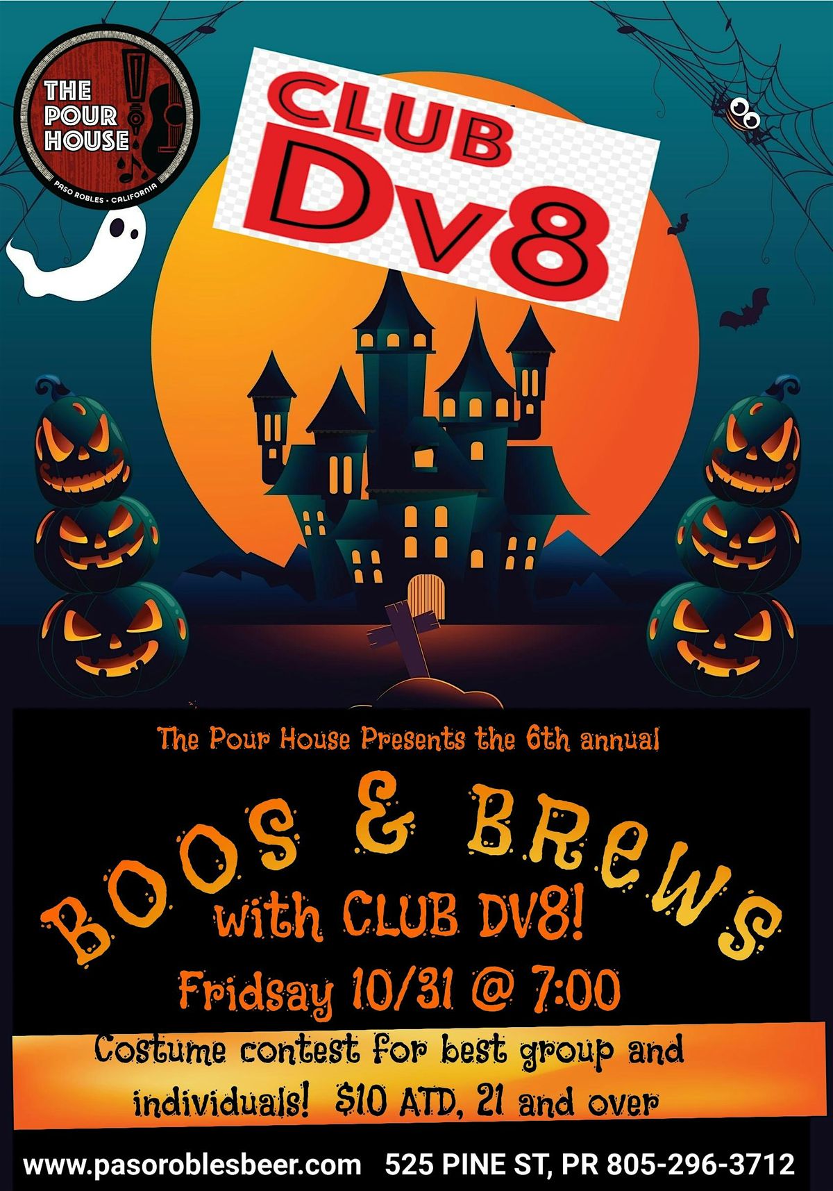 6th Annual Boos & Brews Halloween Bash w\/ CLUB DV8!