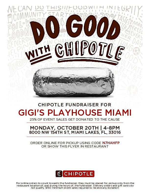 Chipotle Fundraiser for GiGi's Playhouse Down Syndrome Achievement Center!