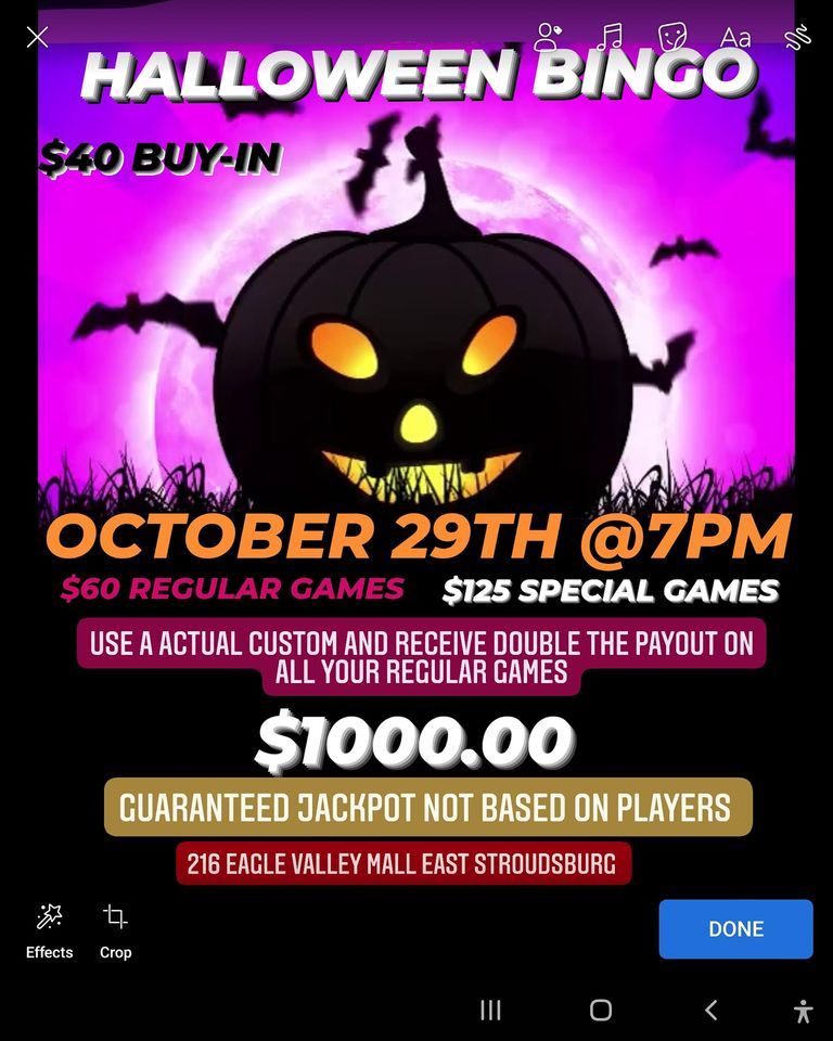 Halloween Bingo 216 Eagle Valley Mall, East Stroudsburg, PA 18301