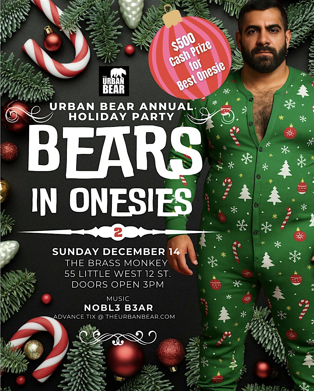 BEARS IN ONESIES 2\u2014 URBAN BEAR HOLIDAY PARTY @ BRASS MONKEY