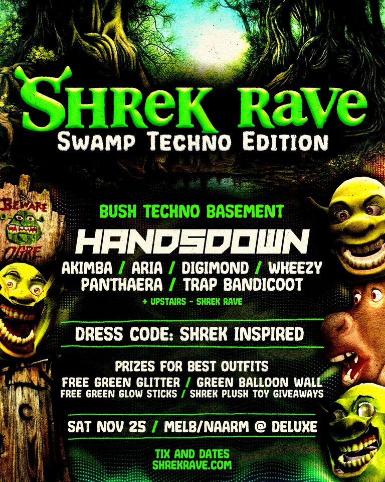 Shrek Rave Swamp Techno Edition Melbourne | Rave Pop Up Store By ...