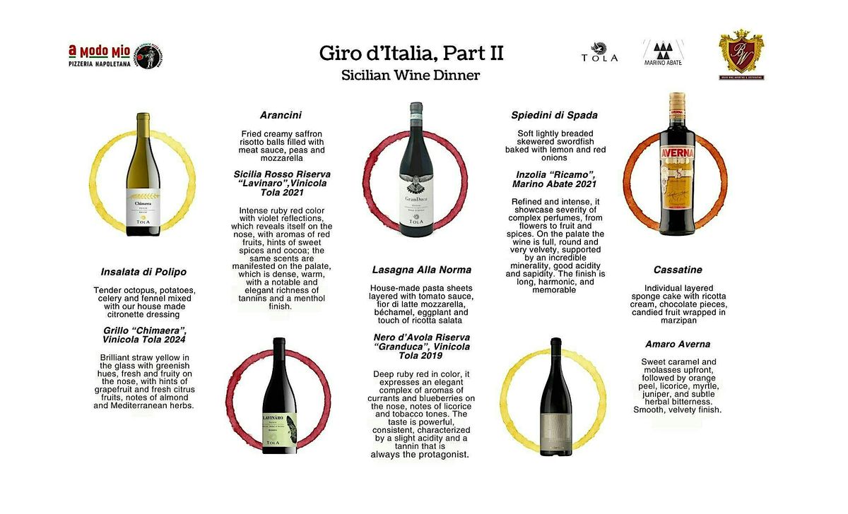 Giro d'Italia, Part II - Sicilian Wine Dinner