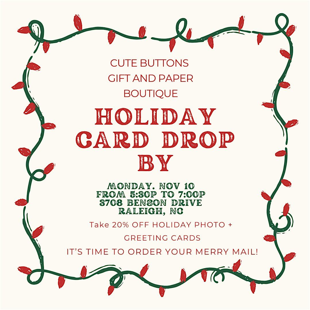 Cute Buttons Gift and Paper Holiday Card Open House