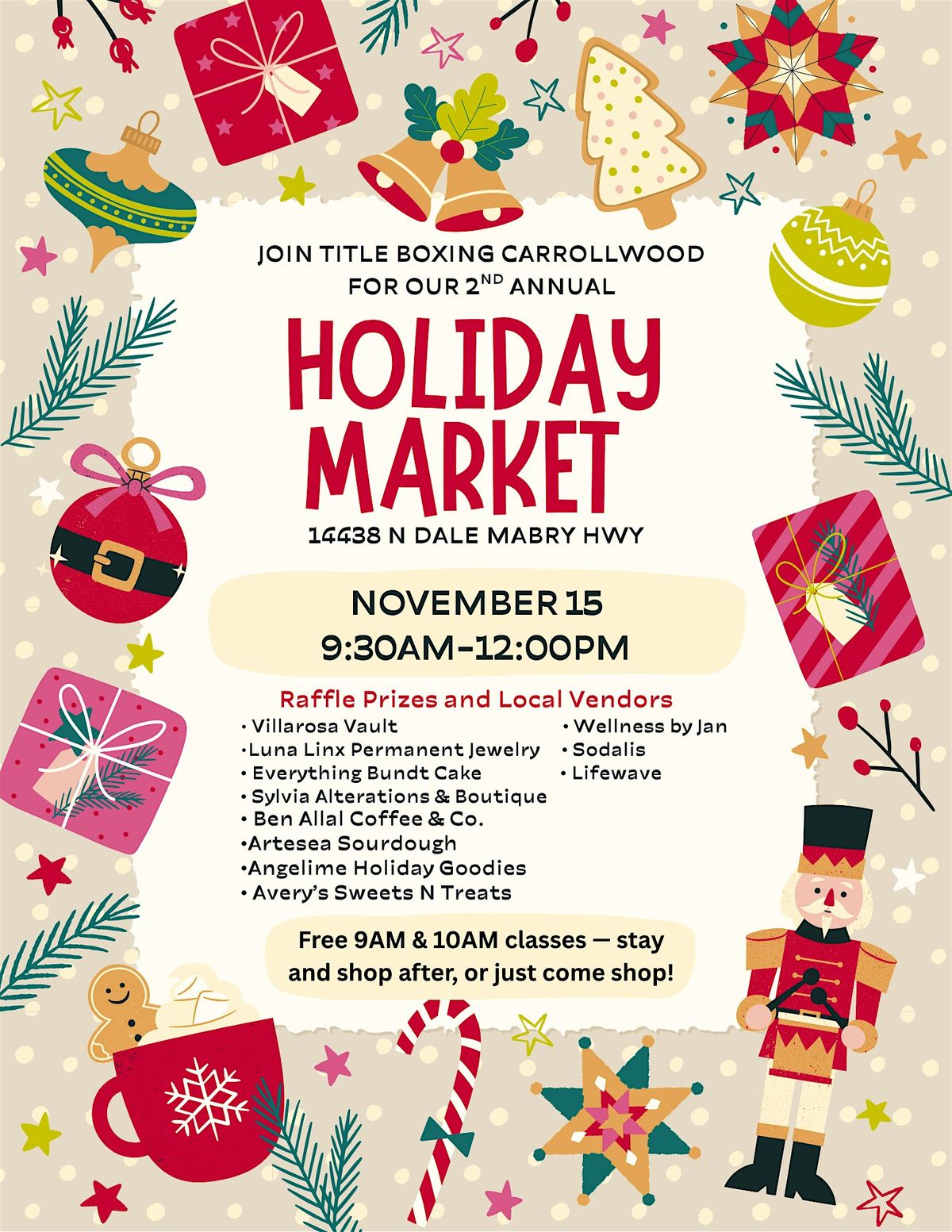 HOLIDAY MARKET & FREE OPTIONAL CARDIO BOXING CLASS
