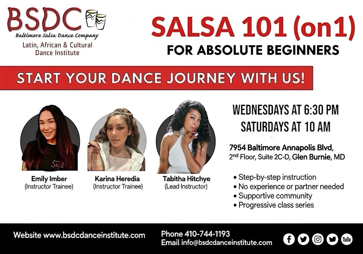 Salsa Lessons for Absolute Beginners! Fall Series! Wednesdays and Saturdays