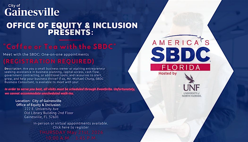 City of Gainesville's "Coffee or Tea With the SBDC!"