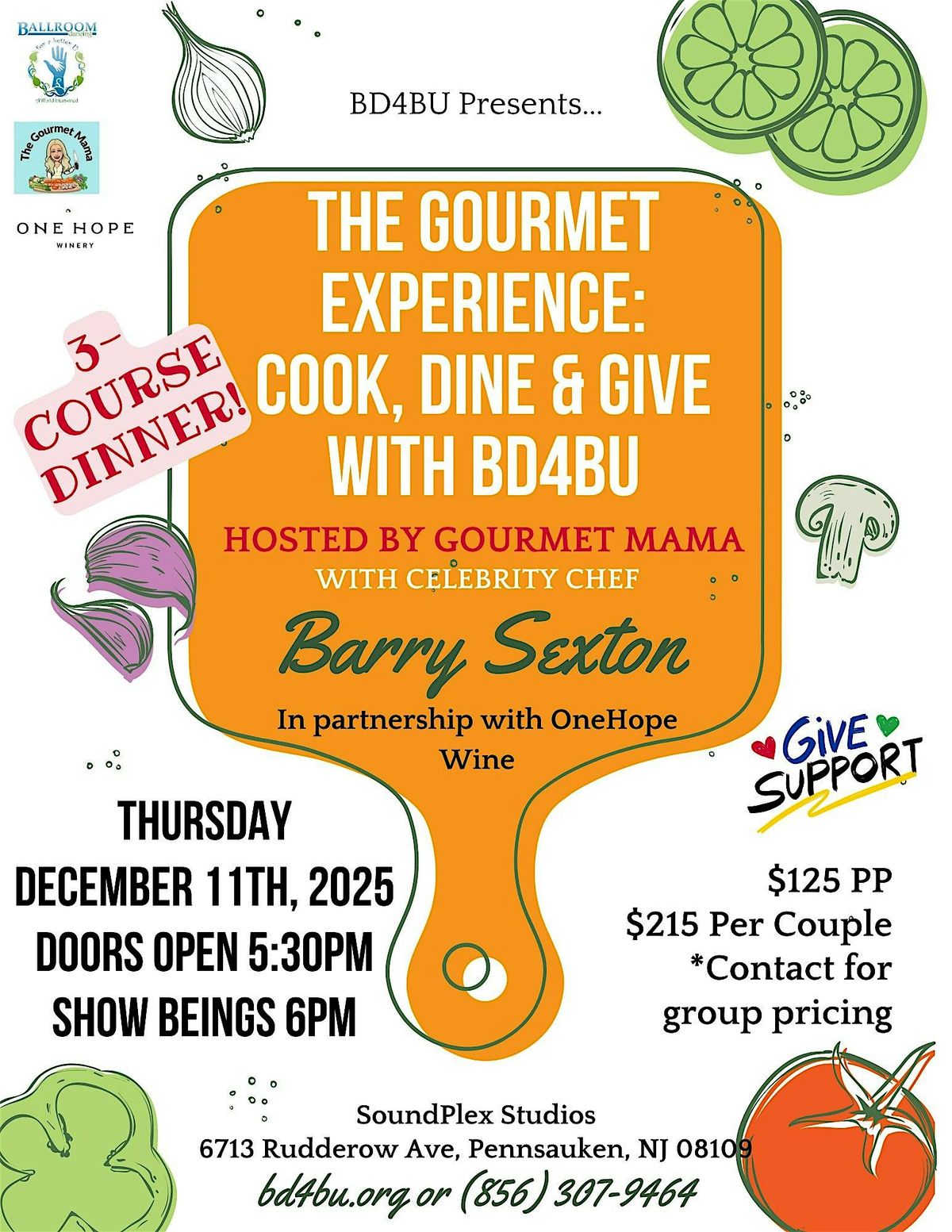 The Gourmet Experience: Cook, Dine & Give with BD4BU