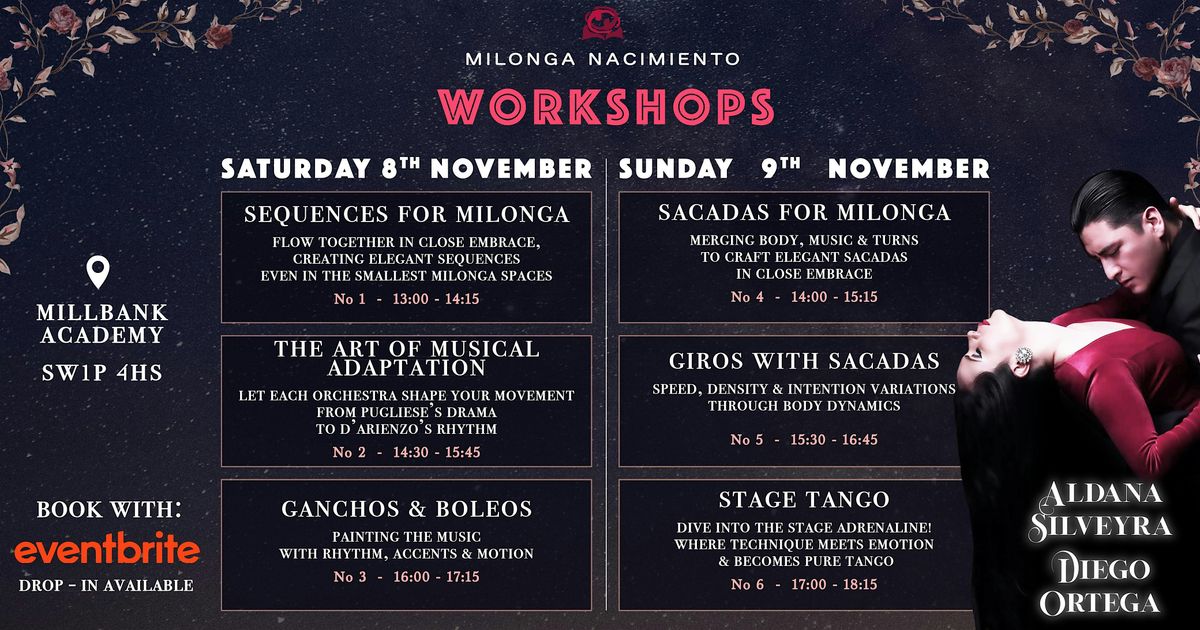 Milonga Nacimiento - November Workshops - Diego Ortega & Aldana Silveyra