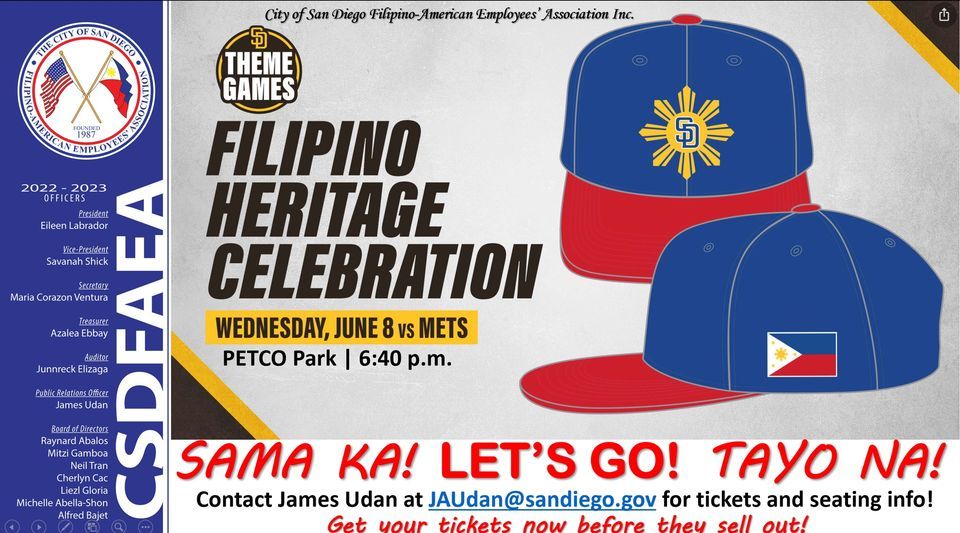 Filipino Heritage Celebration Themed Game San Diego Padres Petco
