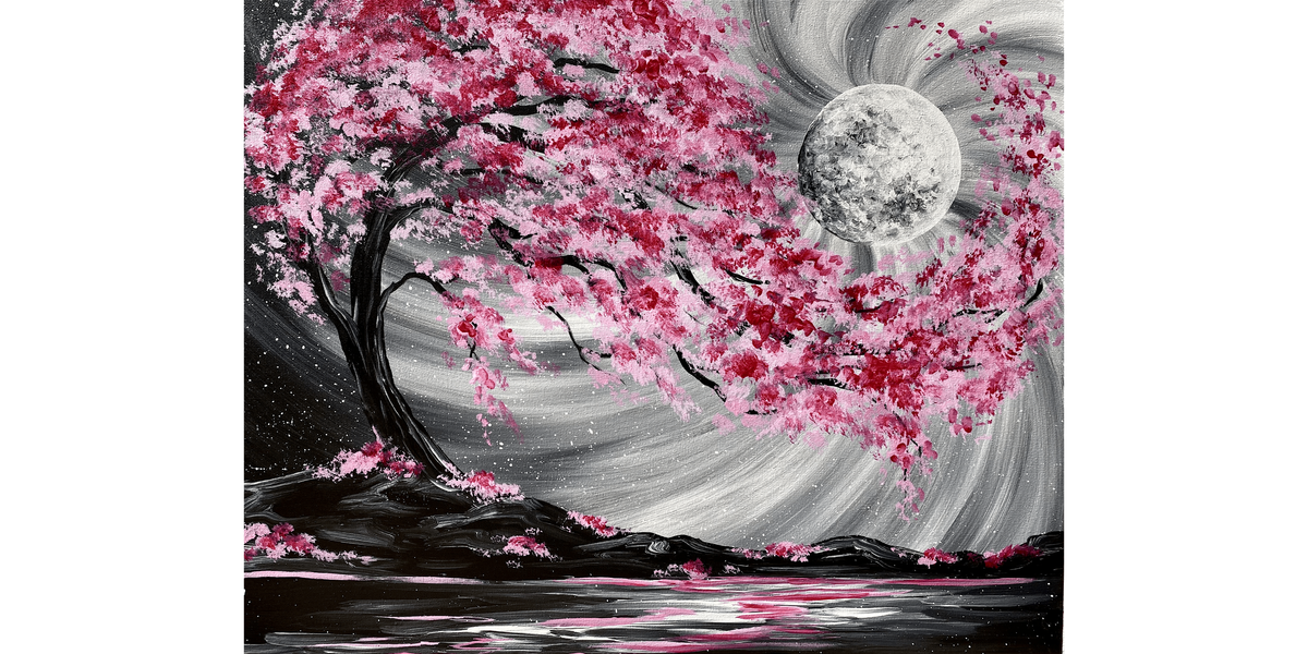 Moonlit Cherry Blossom River - Paint and Sip in Phoenix | Classpop!\u2122