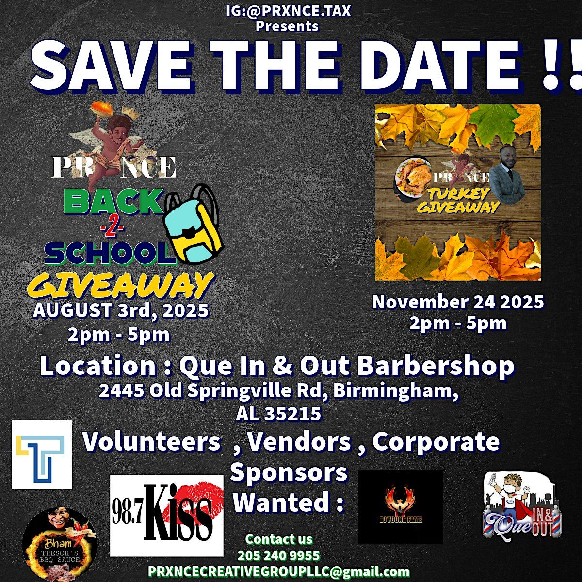 IG:@PRXNCE.TAX 3rd annual FREE TURKEY GIVESAWAY 2024