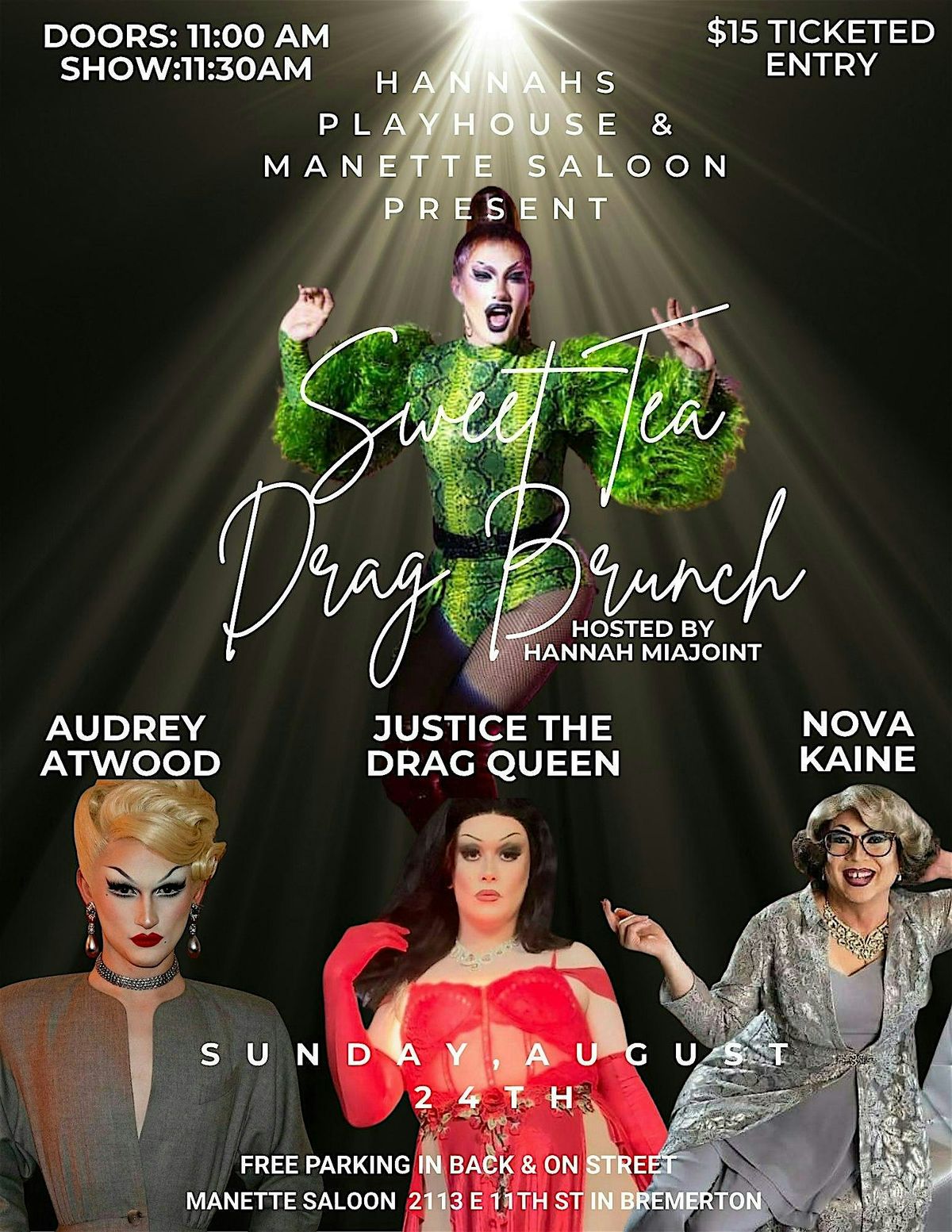 Hannah's Playhouse & Manette Saloon Presents: Sweet Tea Drag Brunch