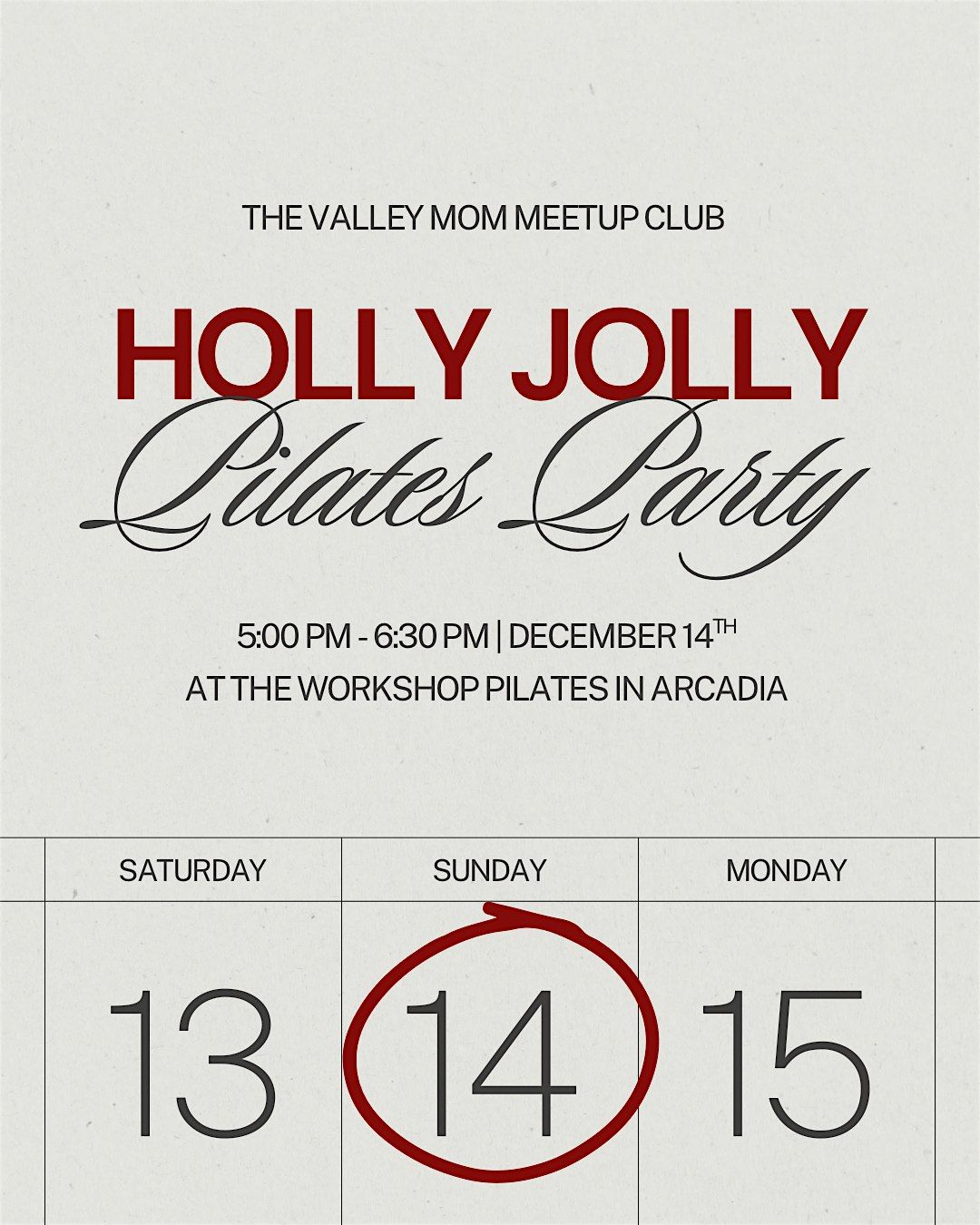 PRESALE - HOLLY JOLLY PILATES CLASS