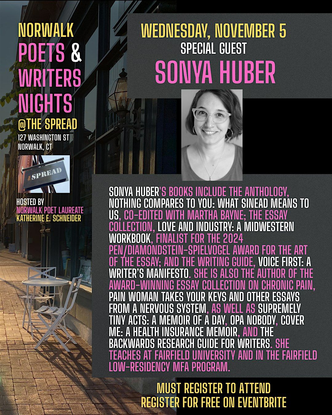 Norwalk Poets & Writers Night \u2013 Featuring Nonfiction Writer Sonya Huber