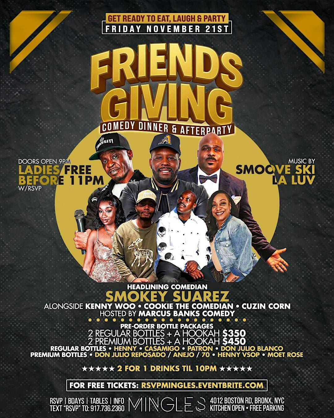 "Friendsgiving" Comedy Dinner & Afterparty @ Mingles Ultra Lounge!