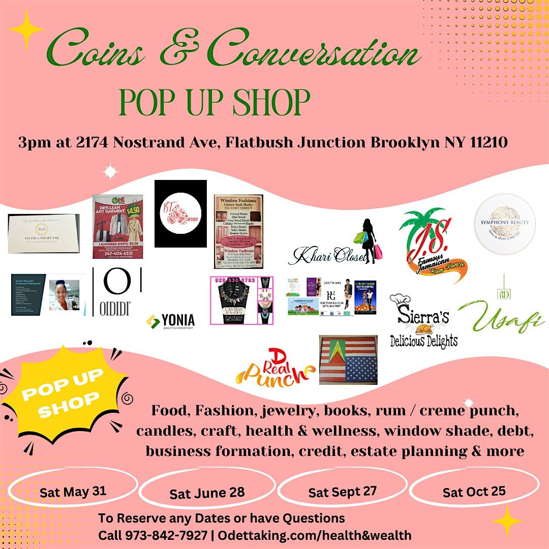 Coins & Conversation Pop Up Shop in Brooklyn NY