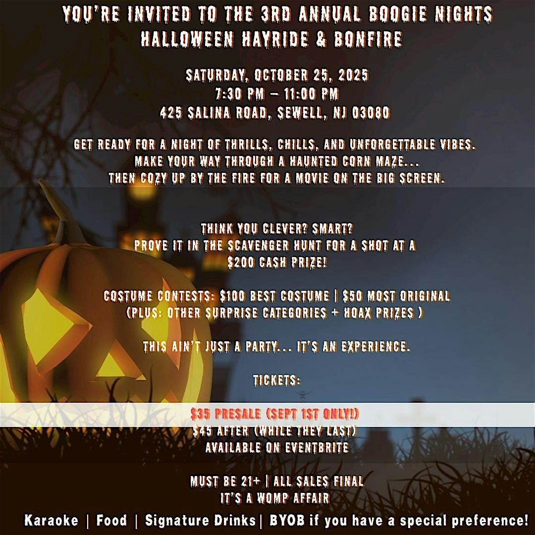 3rd Annual Boogie Nights Halloween Hayride & Bonfire