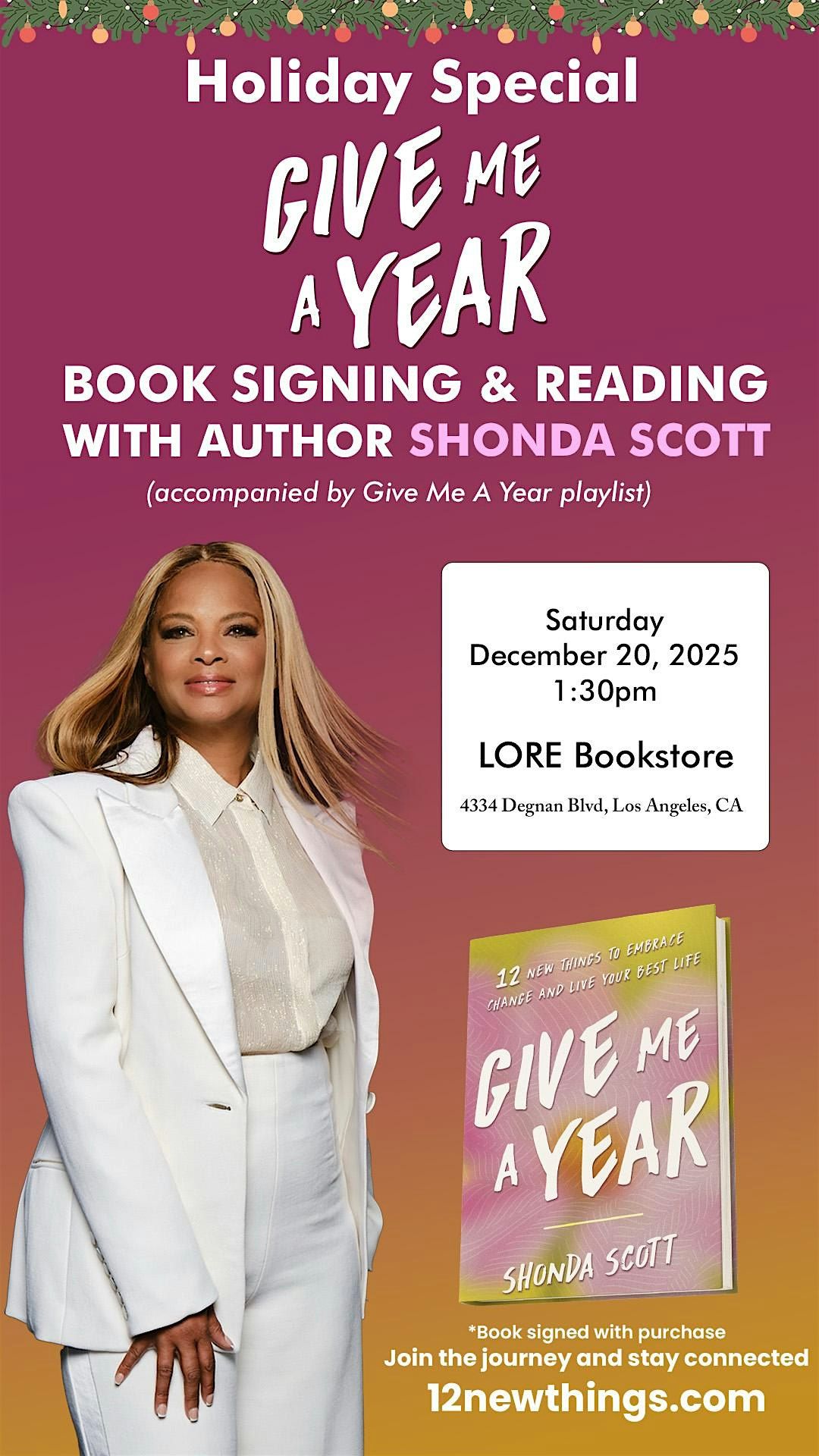 Give Me A Year Book Signing & Reading with Author Shonda Scott