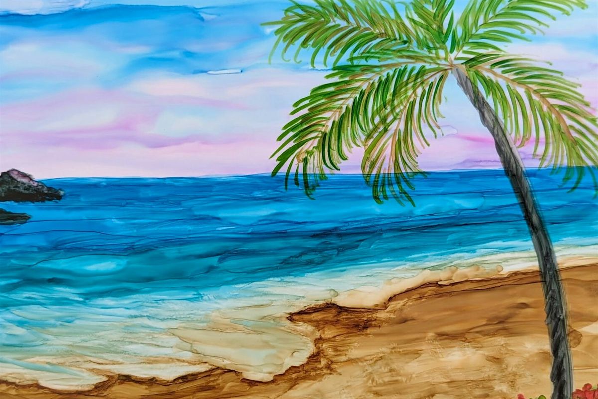 Alcohol Ink Seascapes on Large Cardstock
