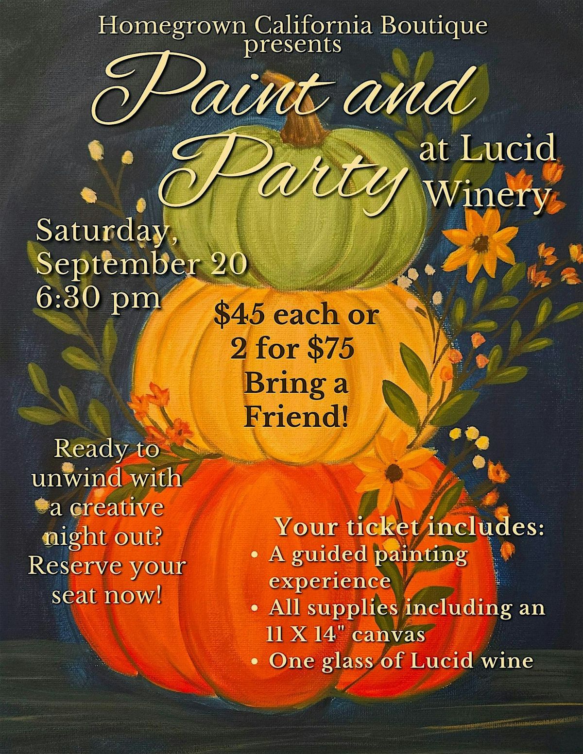 Paint and Party at Lucid Winery