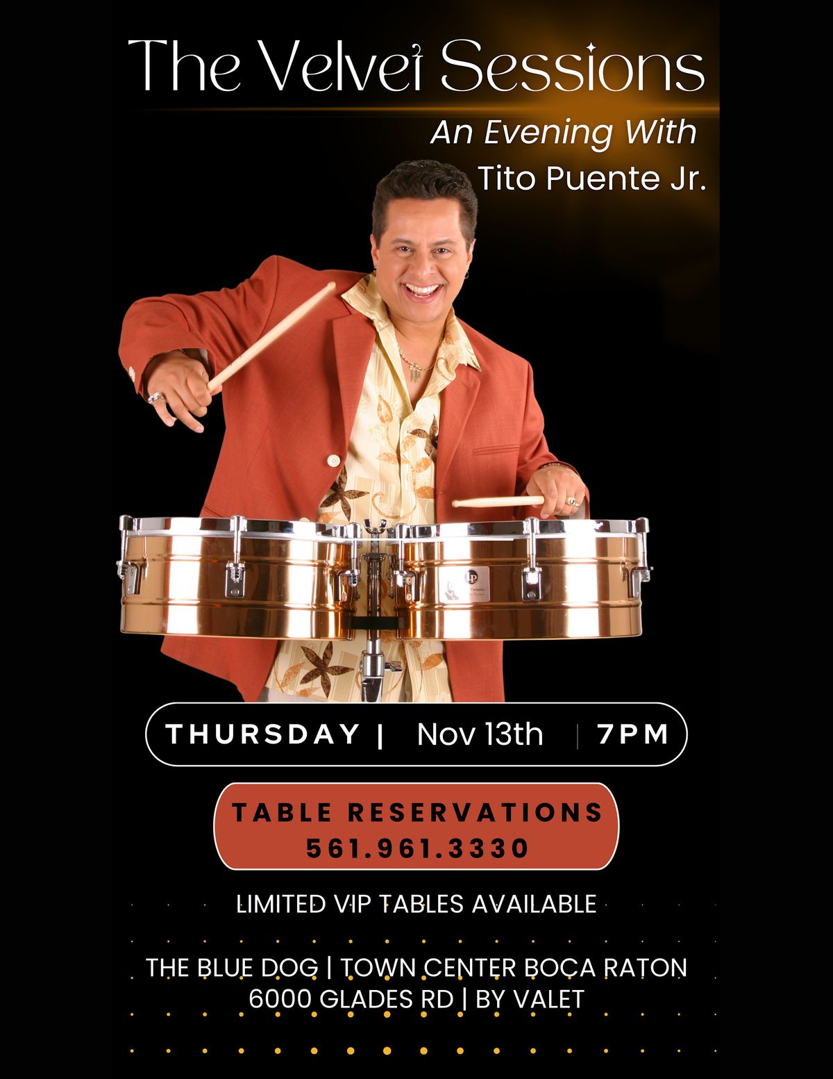 An Evening with Tito Puente Jr Thu Nov 13th @ The Blue Dog