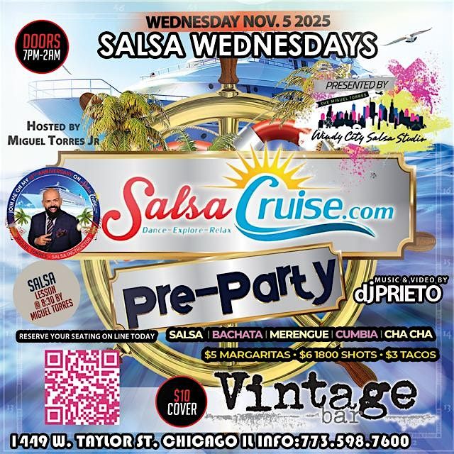 Salsa Cruise Pre-Party \u2013 Salsa Wednesdays @ Vintage Bar
