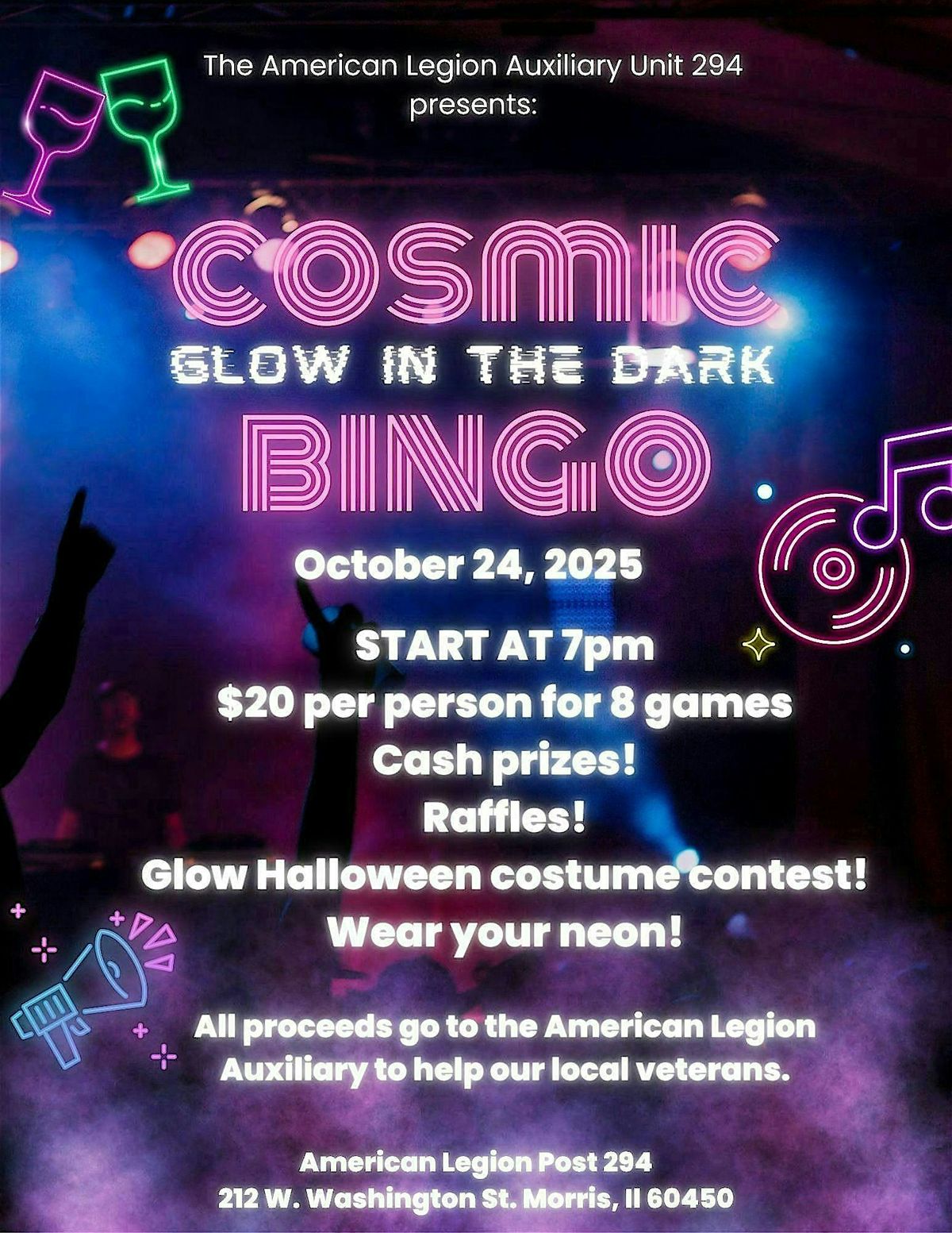 Cosmic glow in the dark bingo