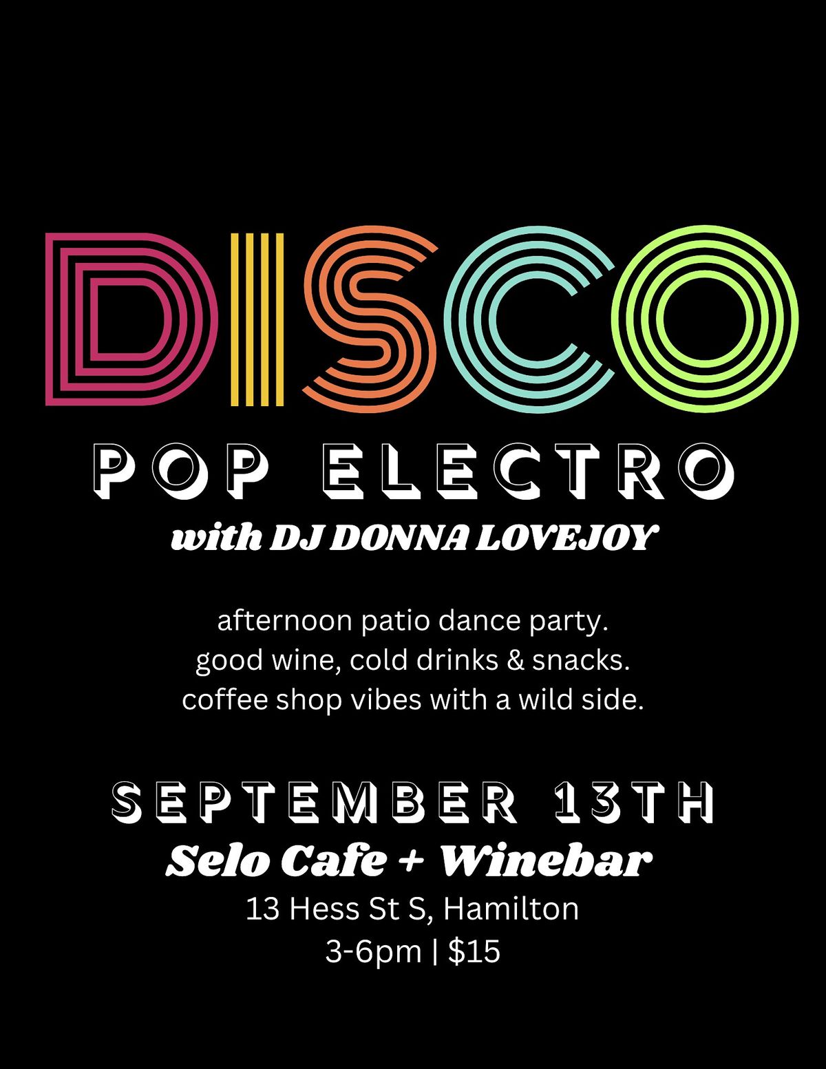 DISCO POP ELECTRO w\/ DJ Donna Lovejoy @ SELO