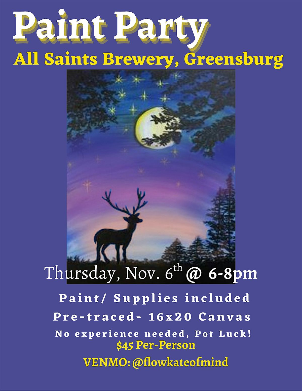 Sunset Stag Paint Party, Greensburg