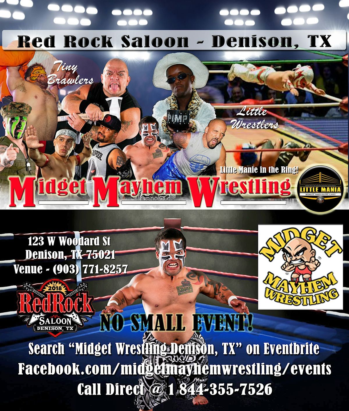 Midget Mayhem Wrestling Rips Through the Ring! Denison TX 18+