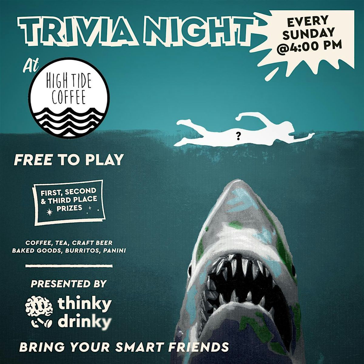 FREE Trivia evenings at High Tide Coffee in Laguna Niguel every Sunday 4PM!