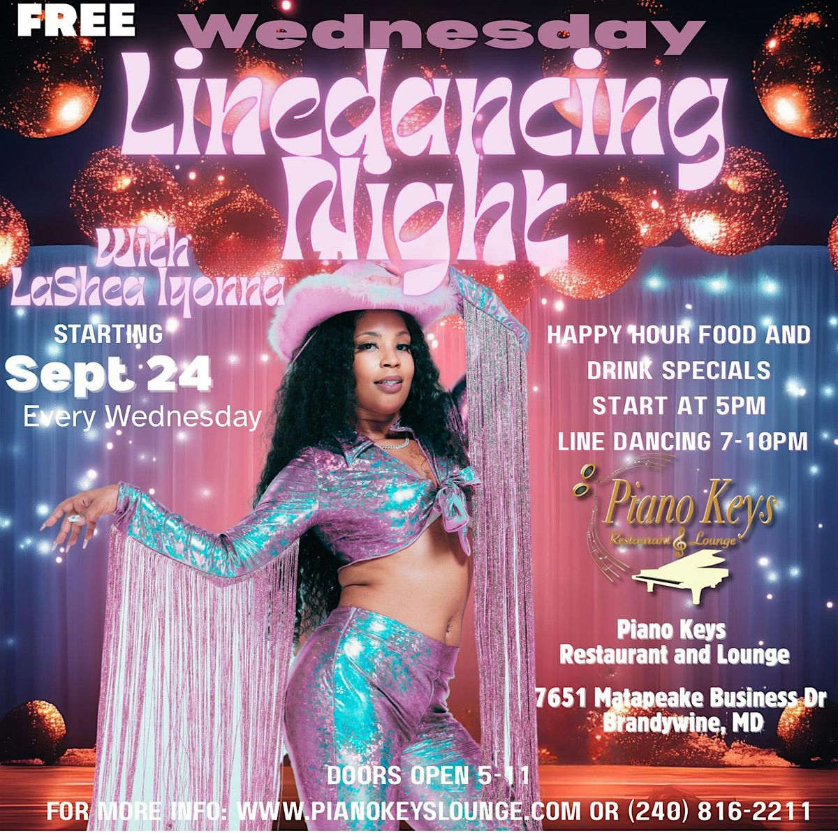 LineDancing Night Wednesdays @ Piano Keys Restaurant &  Lounge Every Wed