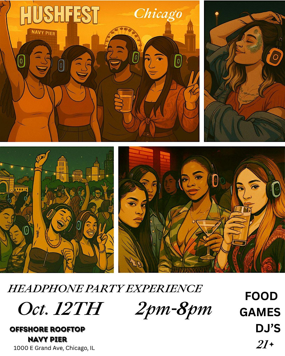 HUSHFEST: THE HEADPHONE PARTY EXPERIENCE @ OFFSHORE ROOFTOP NAVY PIER