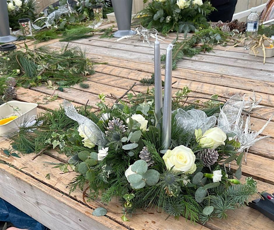 Christmas Table Flowers Workshop in White & Silver at Gibside, Newcastle