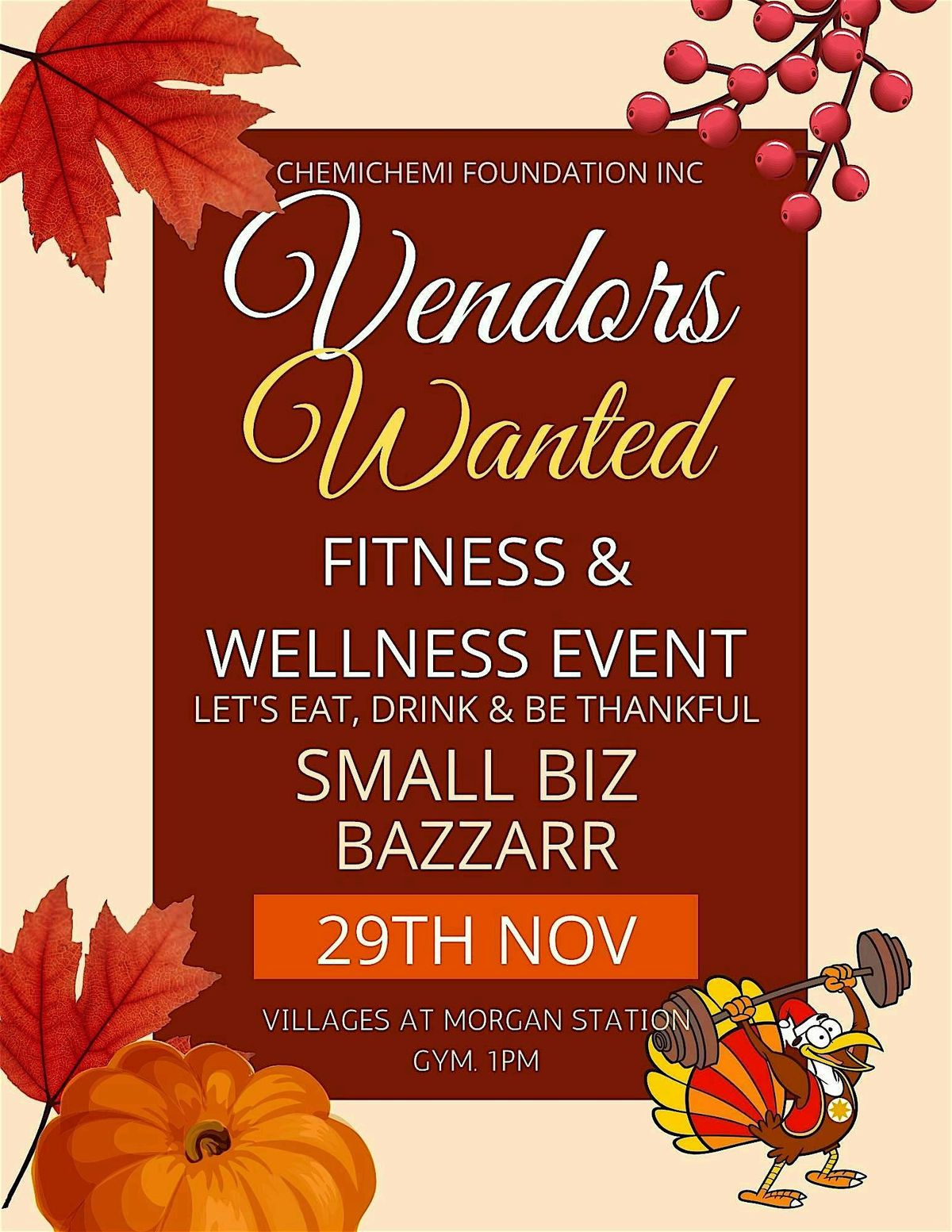 Vendors for Burn Off D Bird Fitness Event