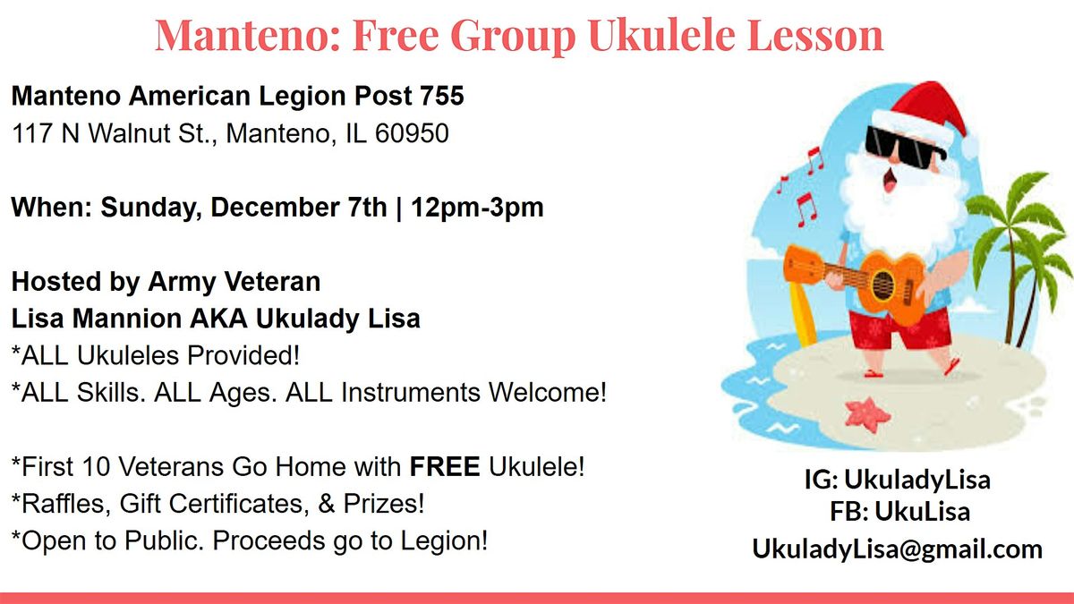 Holiday Jingle Jam! FREE Group Ukulele Class.