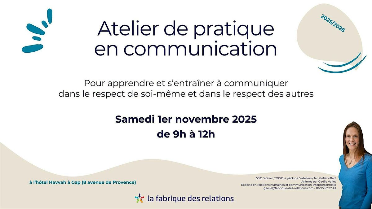 Atelier de pratique en communication dans le respect de soi et des autres