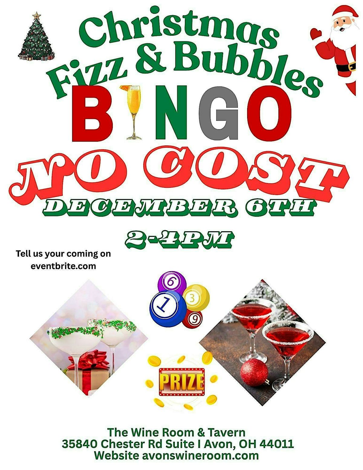 Fizz & Bubble Bingo  December at The Wine Room & Tavern Avon
