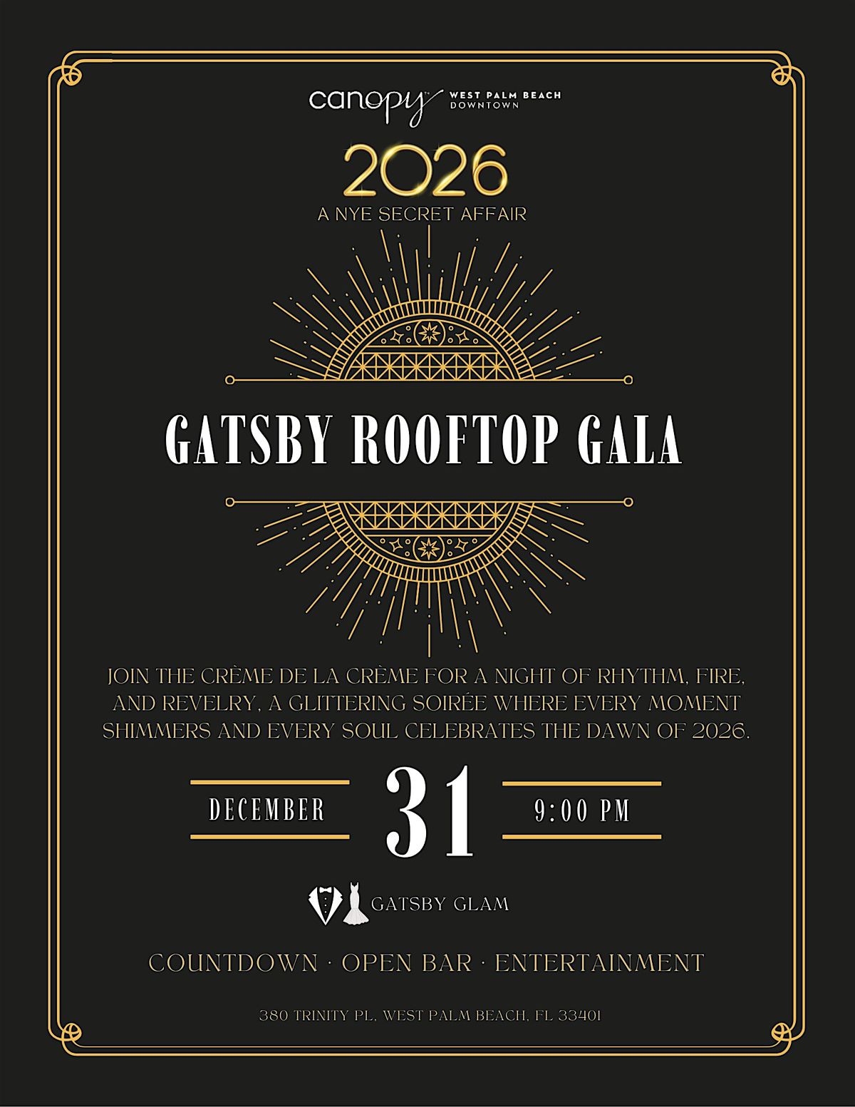 New Years Eve 2026 - Gatsby Rooftop Party